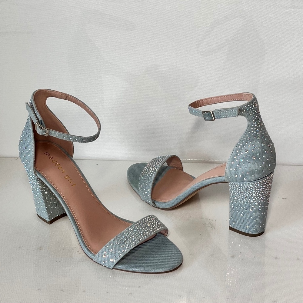 Madden Girl Beella Denim Rhinestone Heels